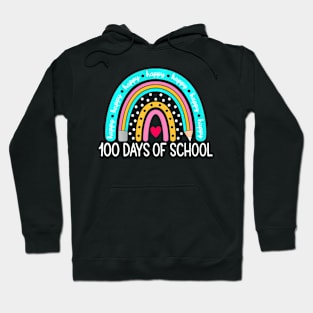 Rainbow Happy 100 Days Of School Pencil Kids Teacher Clothes Hoodie